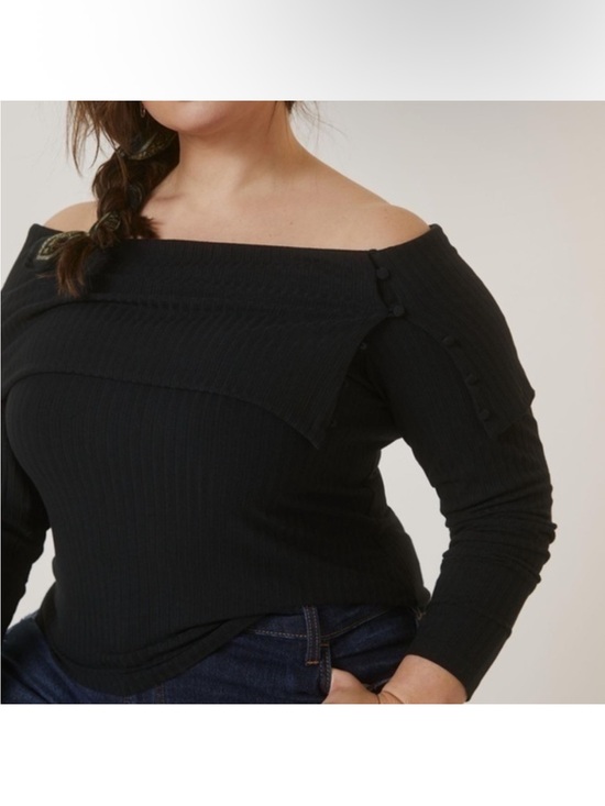 Anthropologie Sweaters - Black Off-Shoulder Ribbed Anthropologie Sweater - Women